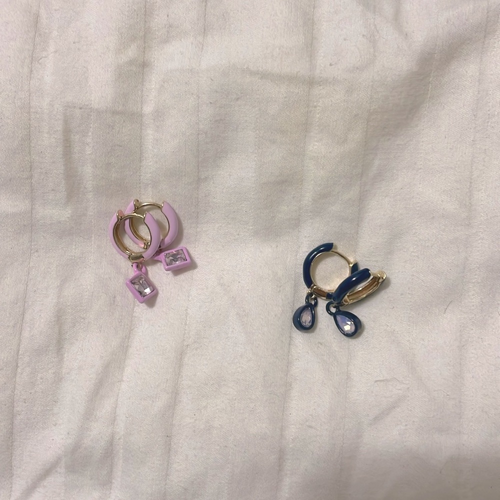 2 Pairs of Enamel/Rhinestone Earrings